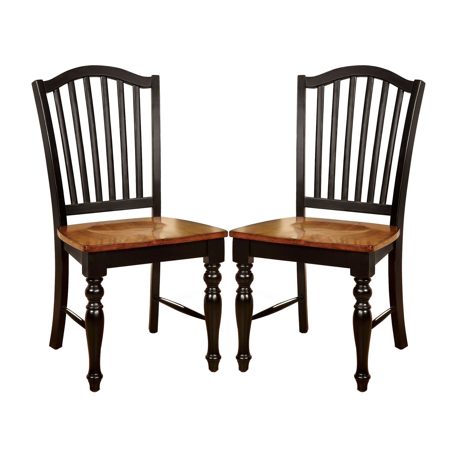 Set of 2 Side Chairs in Black and Antique Oak Finish