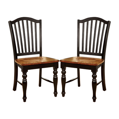 Set of 2 Side Chairs in Black and Antique Oak Finish