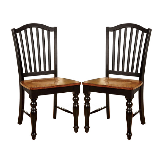 Set of 2 Side Chairs in Black and Antique Oak Finish