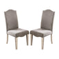 Set of 2 Fabric Parson Chairs in Gray and Antique White