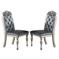 Set of 2 PU Upholstered Dining Chairs, Silver