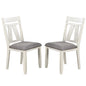 Set of 2 Dining Chairs with Upholstered Seat, Grey and White