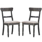 Set of 2 Dining Chairs with Padded Seat Cushion, Light Brown and Weathered Gray