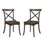 Set of 2 "X" Metal Back Side Chairs, Dark Oak and Black