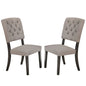 Set of 2 Side Chairs with Fabric Padded Seat and Back, Beige and Weathered Gray Oak