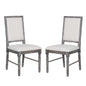 Set of 2 Linen Upholstered Dining Chairs, Cream and Weathered Gray