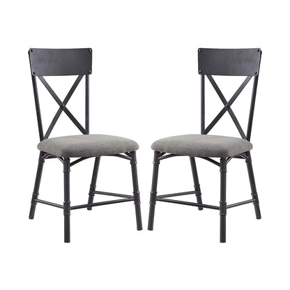 Set of 2 Side Chairs with Seat Cushion, Gray and Sandy Black