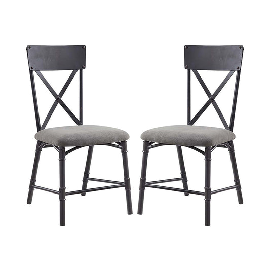 Set of 2 Side Chairs with Seat Cushion, Gray and Sandy Black