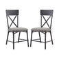 Set of 2 Side Chairs with Seat Cushion, Gray and Sandy Black