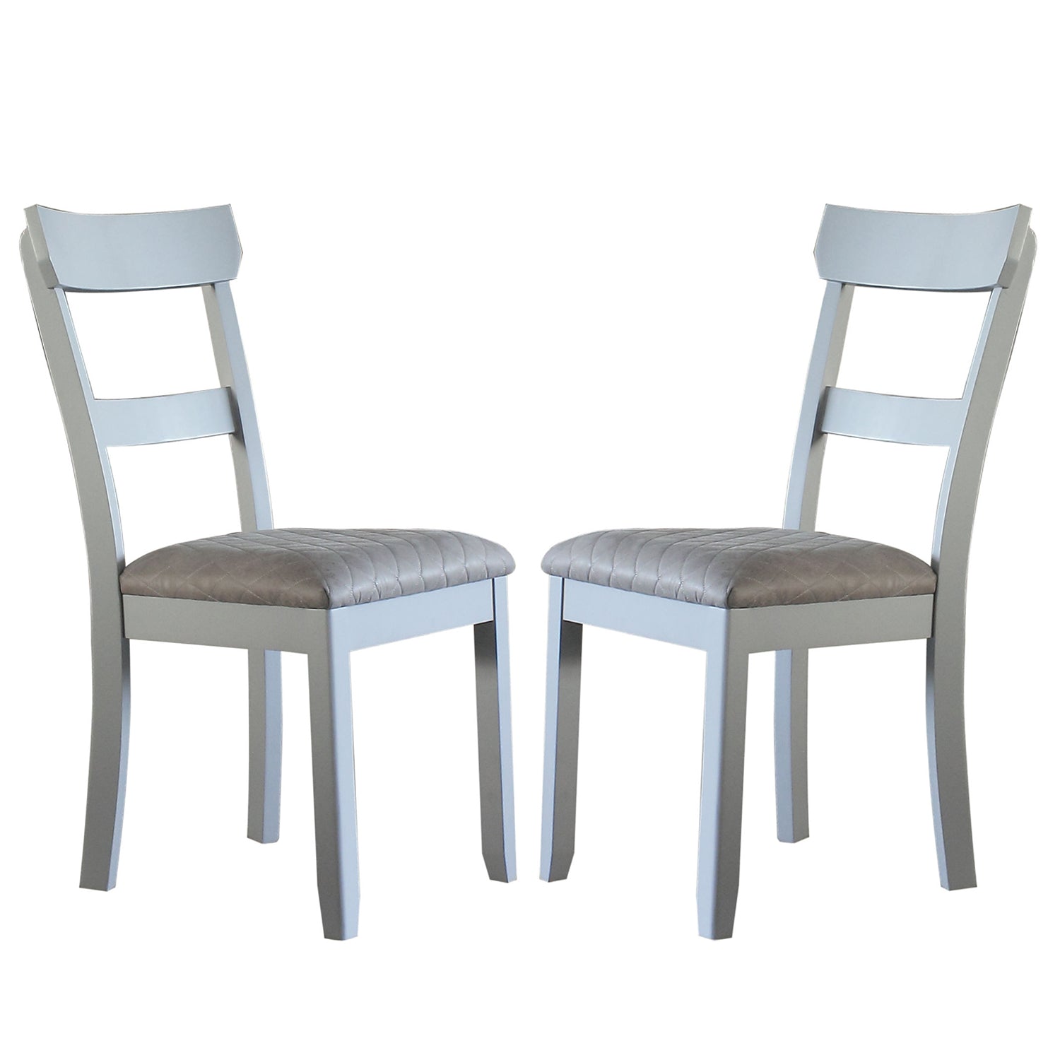 Set of 2 Dining Chairs with Two Tone Gray Upholstered Seat Cushion, Pearl Gray