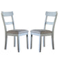 Set of 2 Dining Chairs with Two Tone Gray Upholstered Seat Cushion, Pearl Gray