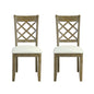 Set of 2 Side Chairs with Padded Seat Cushion, Beige and Rustic Oak