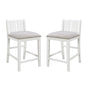 Set of 2 Counter Height Chairs with Upholstered Seat, Cream and White
