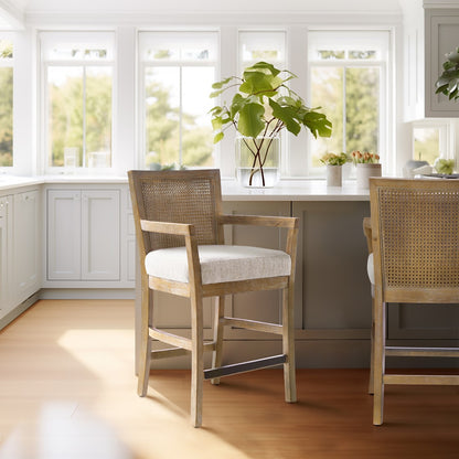 Reclaimed Natural Cane Back Counter Stool - 23" W