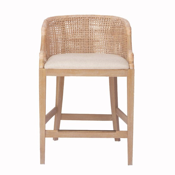 Natural Whitewash Rattan Counter Stool 25" Height