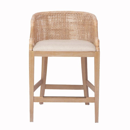 Natural Whitewash Rattan Counter Stool 25" Height