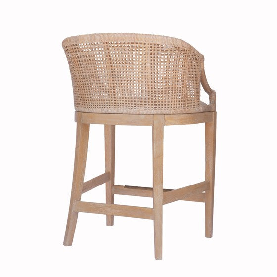 Natural Whitewash Rattan Counter Stool 25" Height