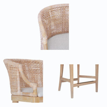 Natural Whitewash Rattan Counter Stool 25" Height