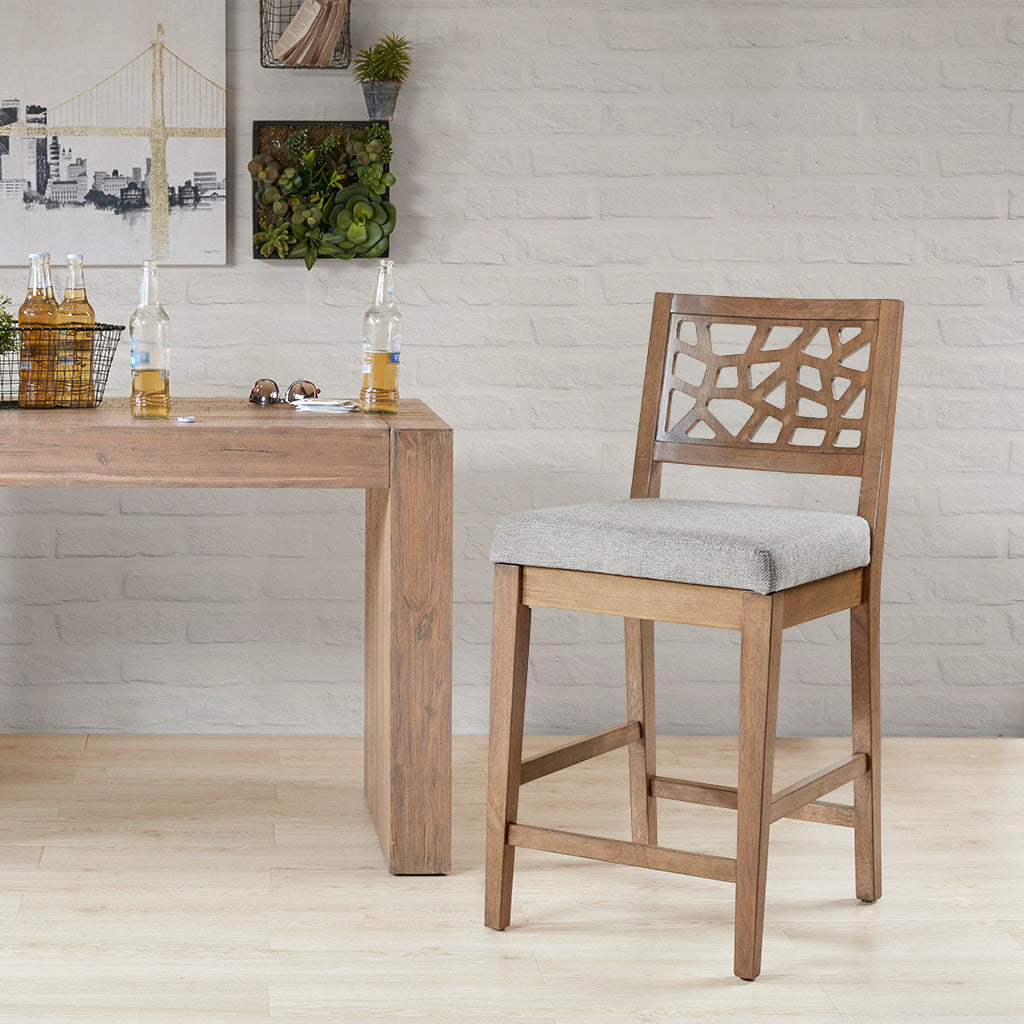 Light Grey Polyester Counter Stool - 38.5" Height