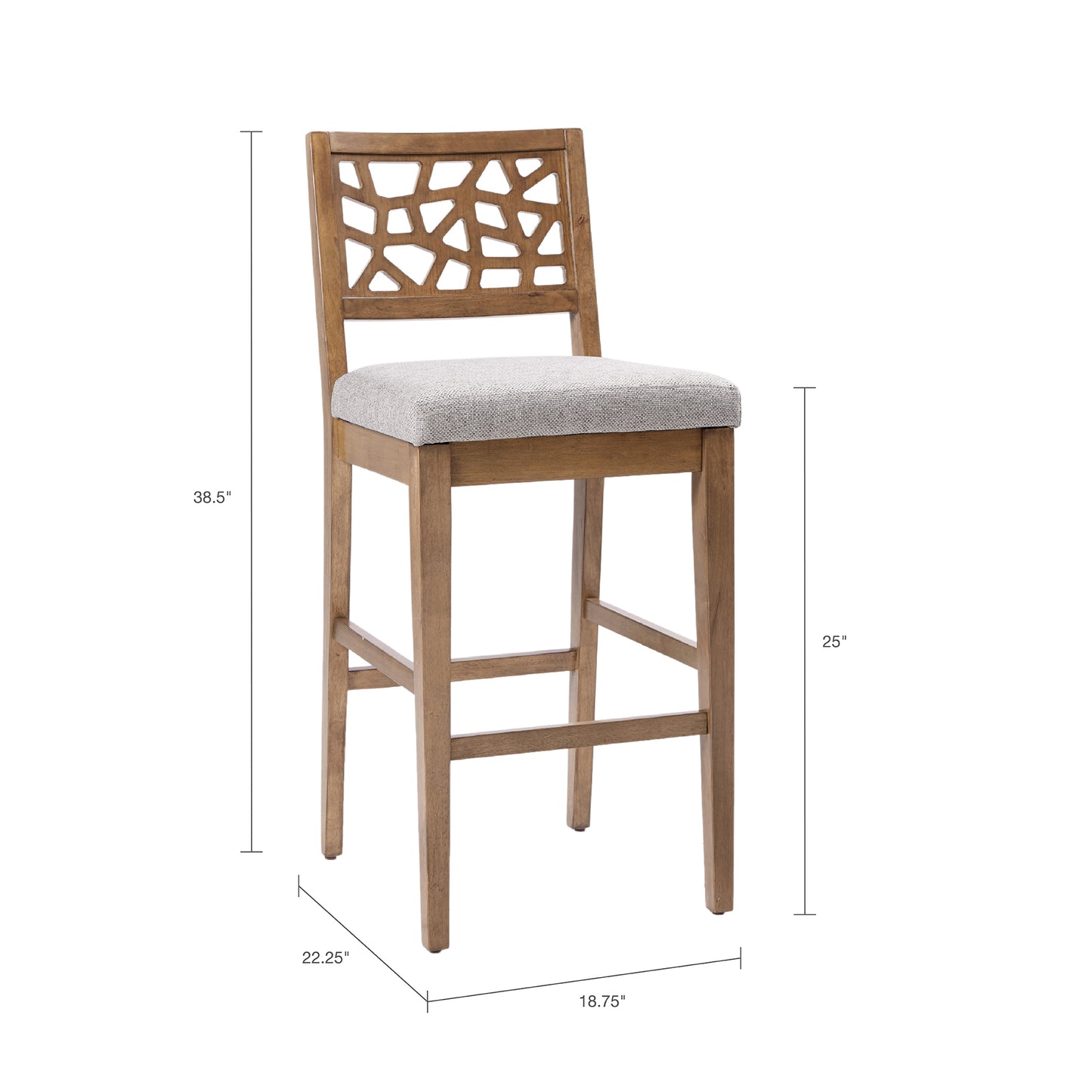 Light Grey Polyester Counter Stool - 38.5" Height