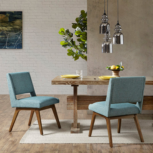 Blue Polyester Dining Chairs - Set of 2