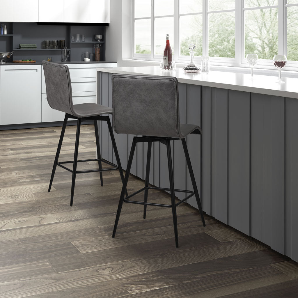 Faux Leather Swivel Counter Stool