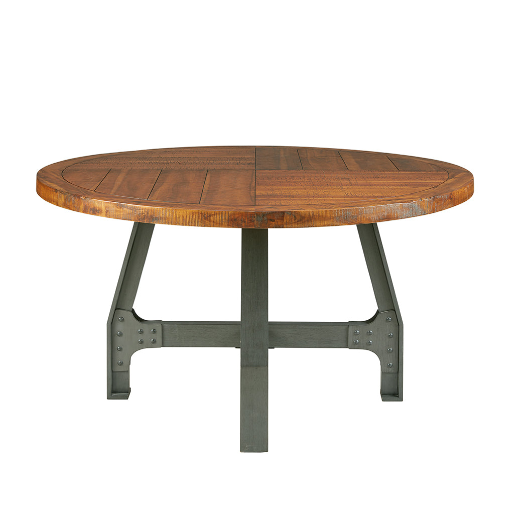 Walnut Round Dining Table with Adjustable Height Solid Wood