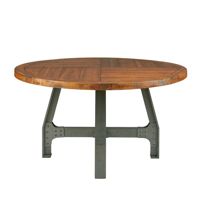 Walnut Round Dining Table with Adjustable Height Solid Wood