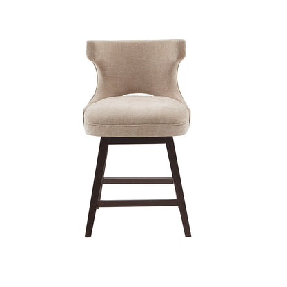 Beige Polyester Swivel Counter Stool - 22" Height