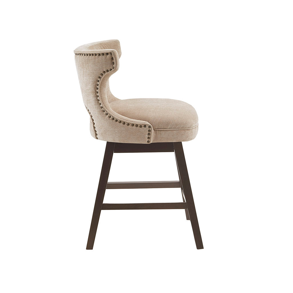 Beige Polyester Swivel Counter Stool - 22" Height