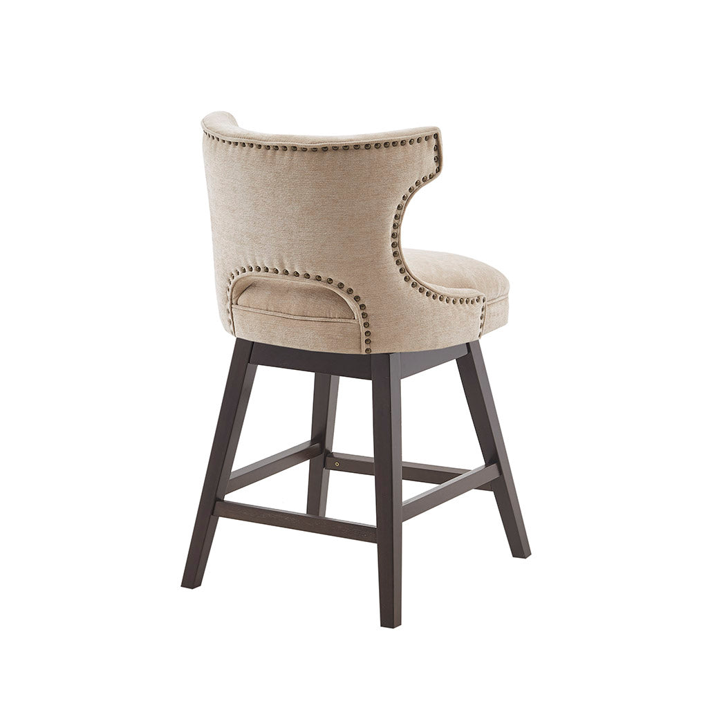 Beige Polyester Swivel Counter Stool - 22" Height