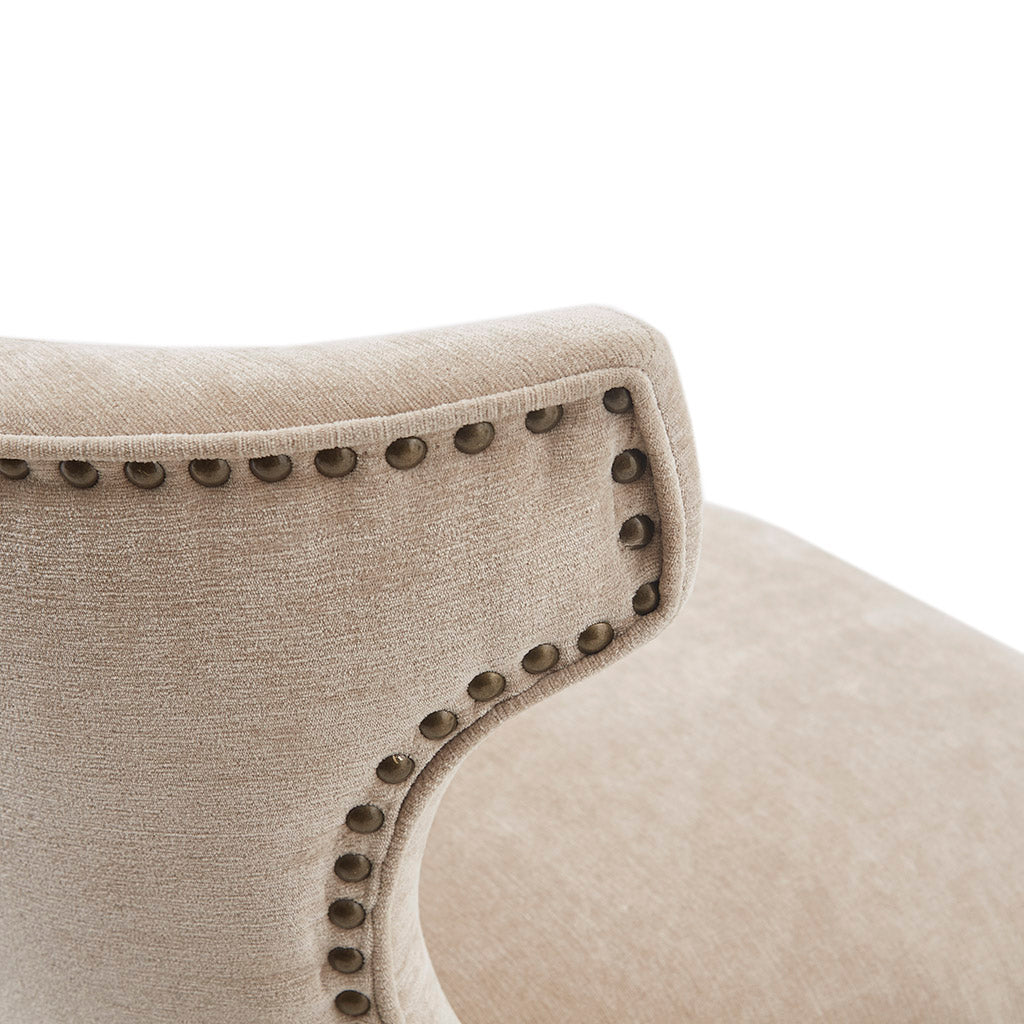 Beige Polyester Swivel Counter Stool - 22" Height