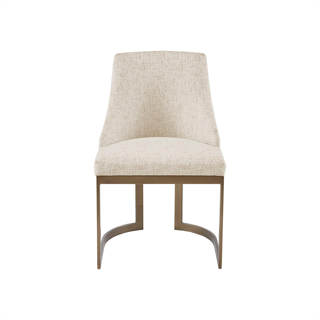 Cream Solid Wood Dining Chairs Set of 2 Antique Gold Legs