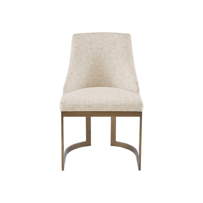 Cream Solid Wood Dining Chairs Set of 2 Antique Gold Legs
