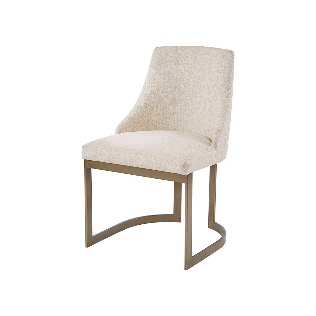 Cream Solid Wood Dining Chairs Set of 2 Antique Gold Legs