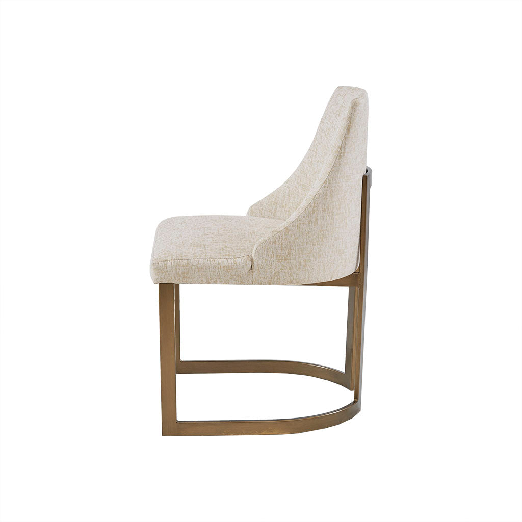Cream Solid Wood Dining Chairs Set of 2 Antique Gold Legs