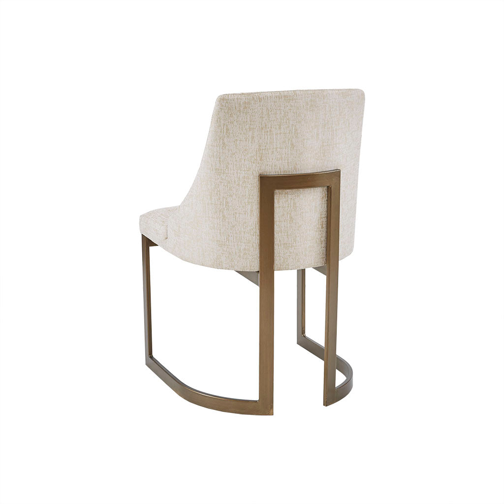 Cream Solid Wood Dining Chairs Set of 2 Antique Gold Legs