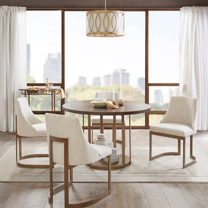 Cream Solid Wood Dining Chairs Set of 2 Antique Gold Legs