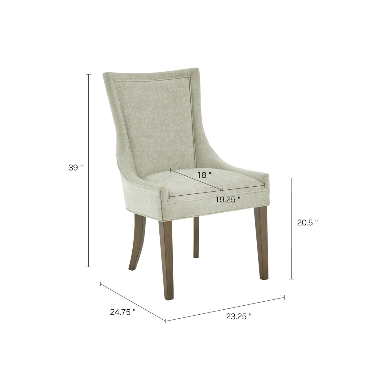 Light Green Polyester Dining Chairs Set of 2