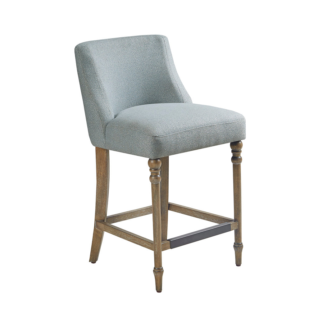 25" Upholstered Counter Stool - Blue Polyester Dining Seat