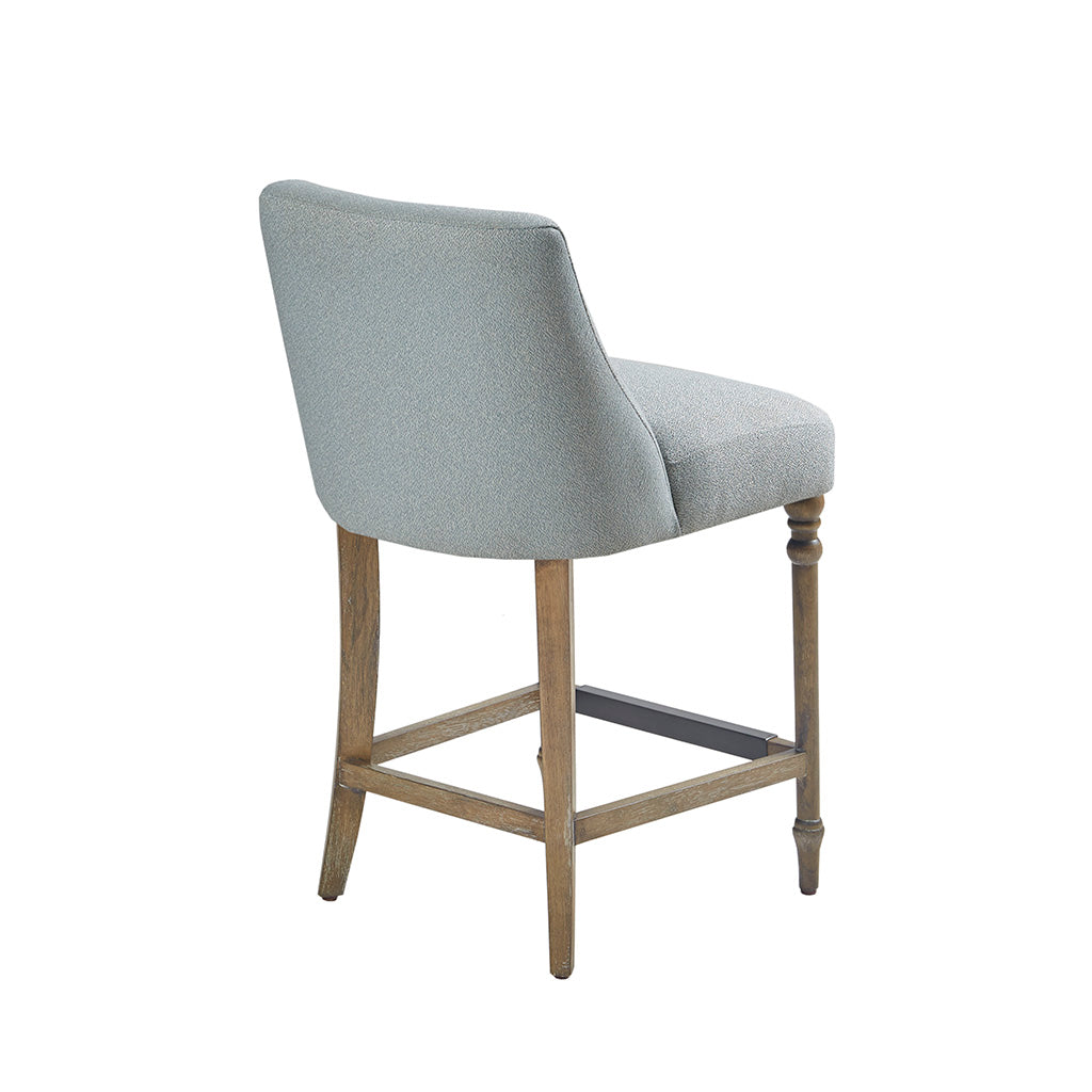 25" Upholstered Counter Stool - Blue Polyester Dining Seat