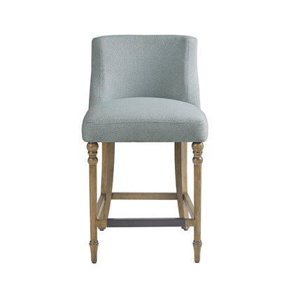 25" Upholstered Counter Stool - Blue Polyester Dining Seat