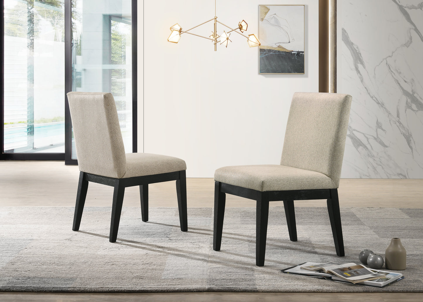 Jasper Set of 2 Beige Contemporary Fabric 19" Dining Chair