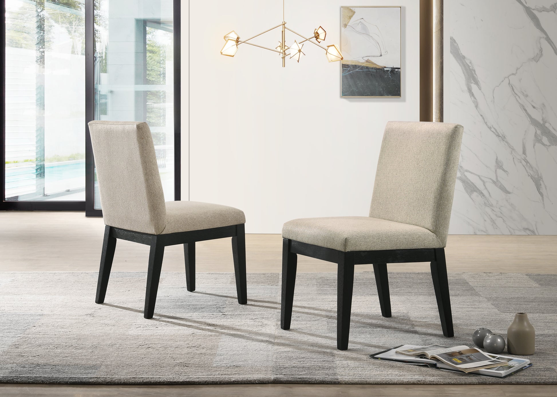 Jasper Set of 2 Beige Contemporary Fabric 19" Dining Chair