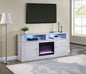 Terra 70" White Walnut Finish TV Stand Console with Fireplace, Heater