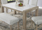 Tabitha 66"W Rectangular White Faux Marble Top Dining Table in Light Oak Finish