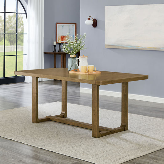 Darla 72"W Rectangular Walnut Oak Sled Dining Table