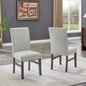 Selena Set of 2 Light Gray Fabric Parsons Dining Side Chairs with Gray Wood Legs