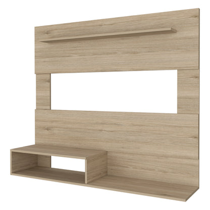 3-Shelf Floating Entertainment Center - Light Pine Beige for Living Room