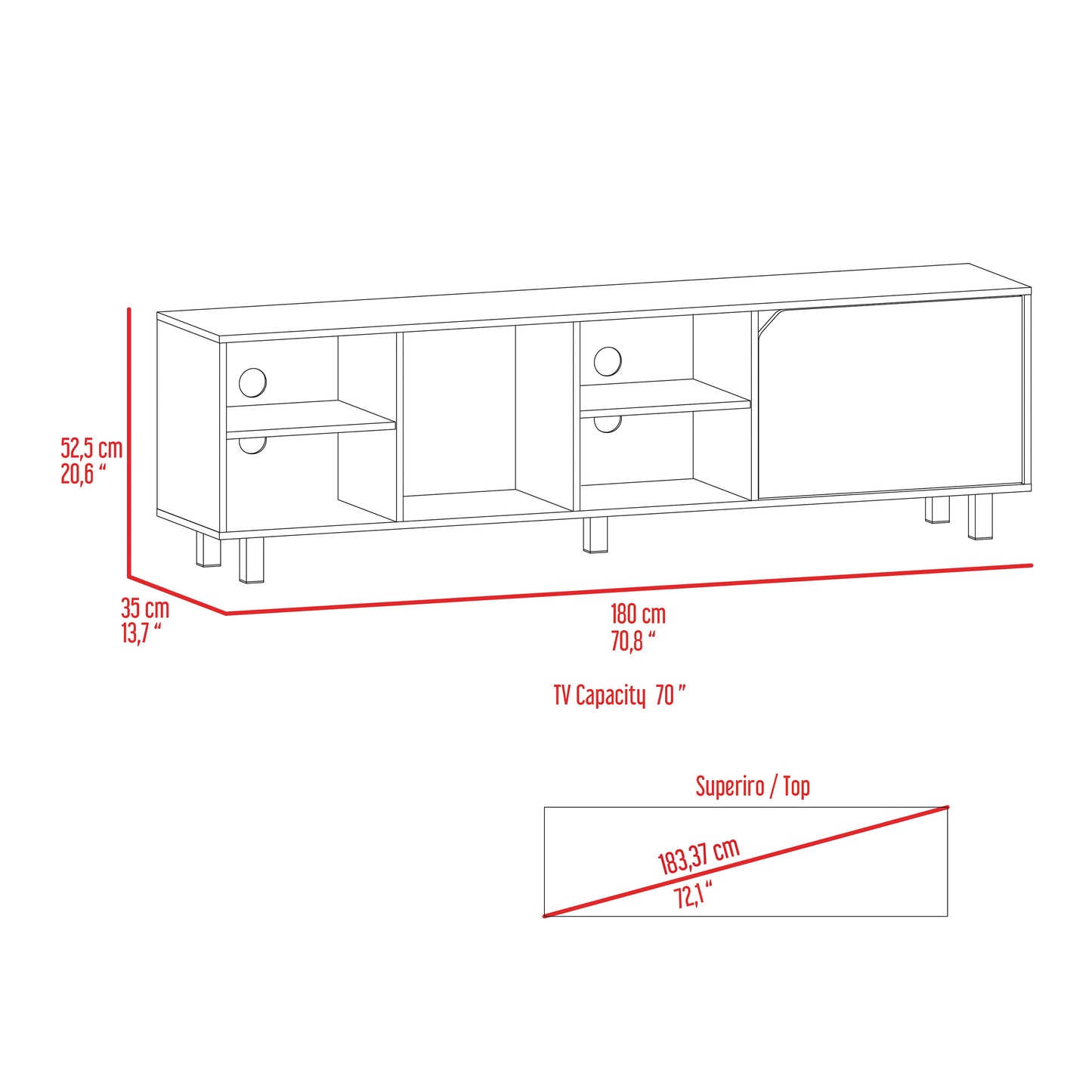 Living Room Light Oak Particle Board TV Stand with Open Shelves for Entertainment
